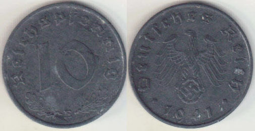 1941 E Germany 10 Pfennig A000263.